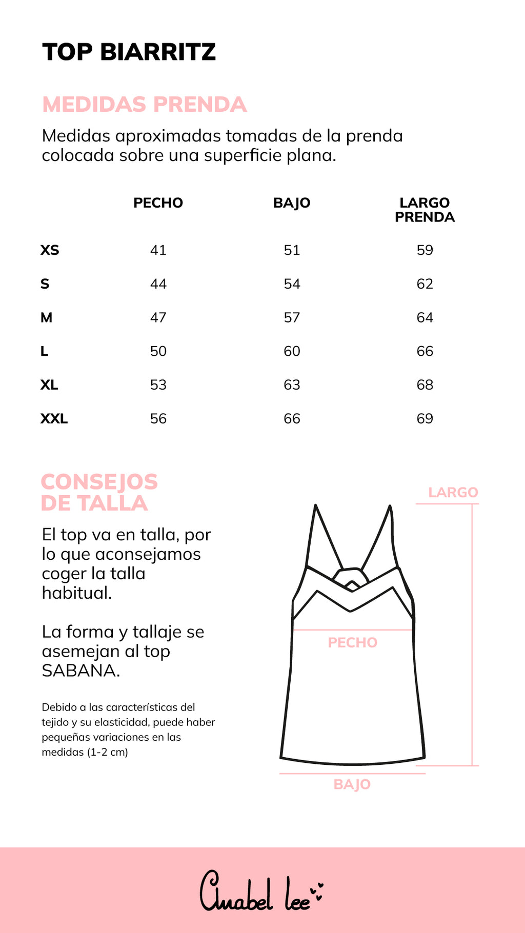 Guía de tallas TOP BIARRITZ