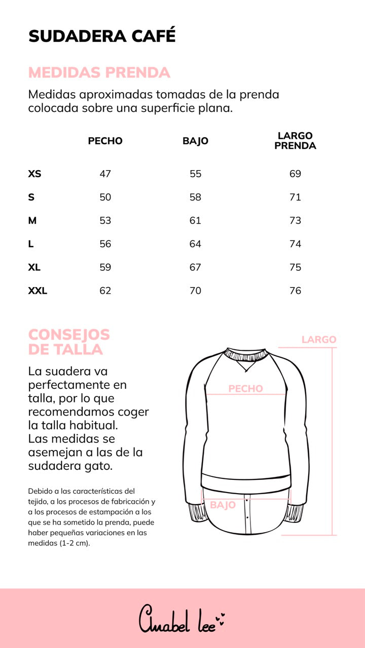 Guía de tallas SUDADERA CAFÉ