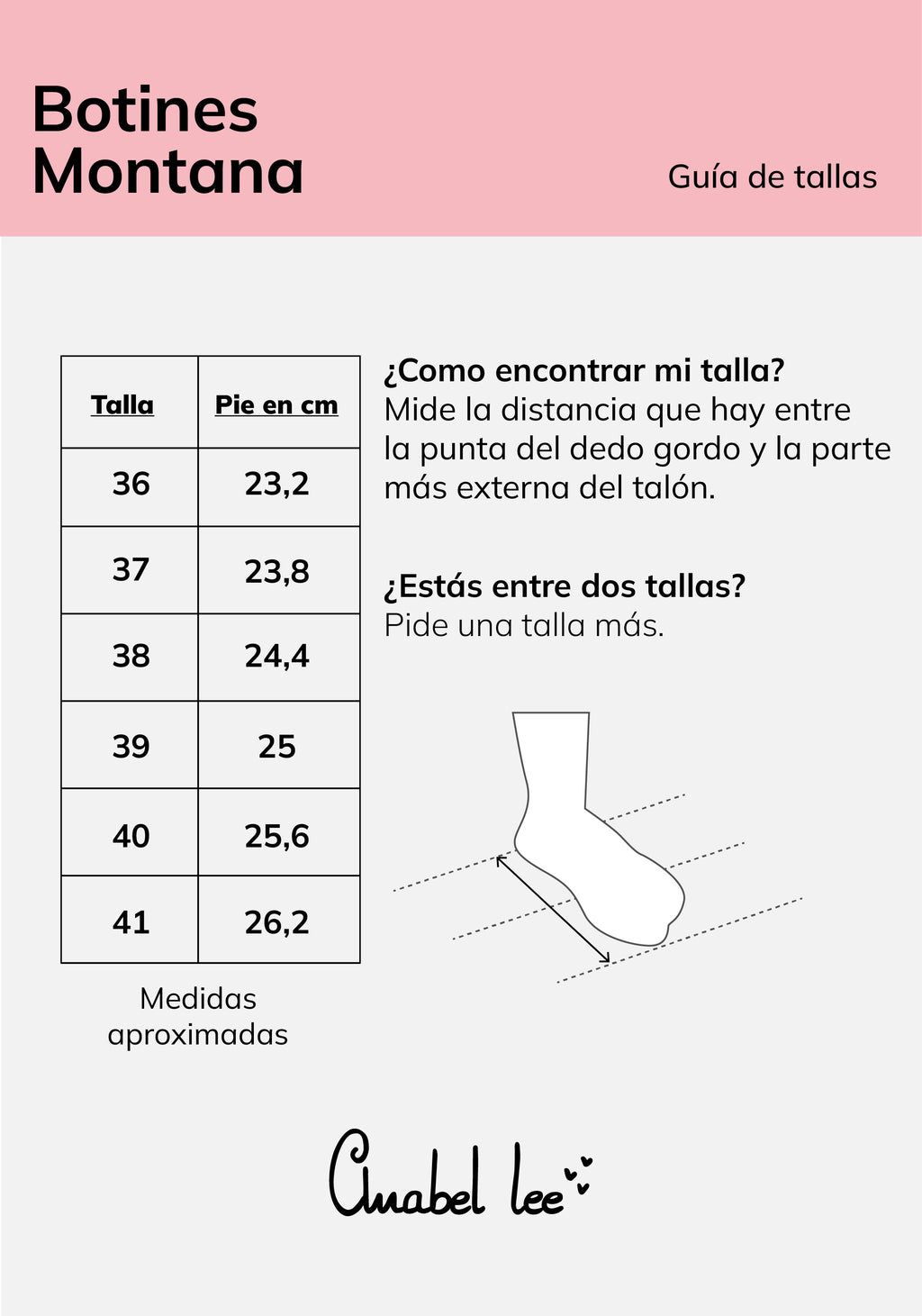 Guía de tallas BOTÍN MONTANA