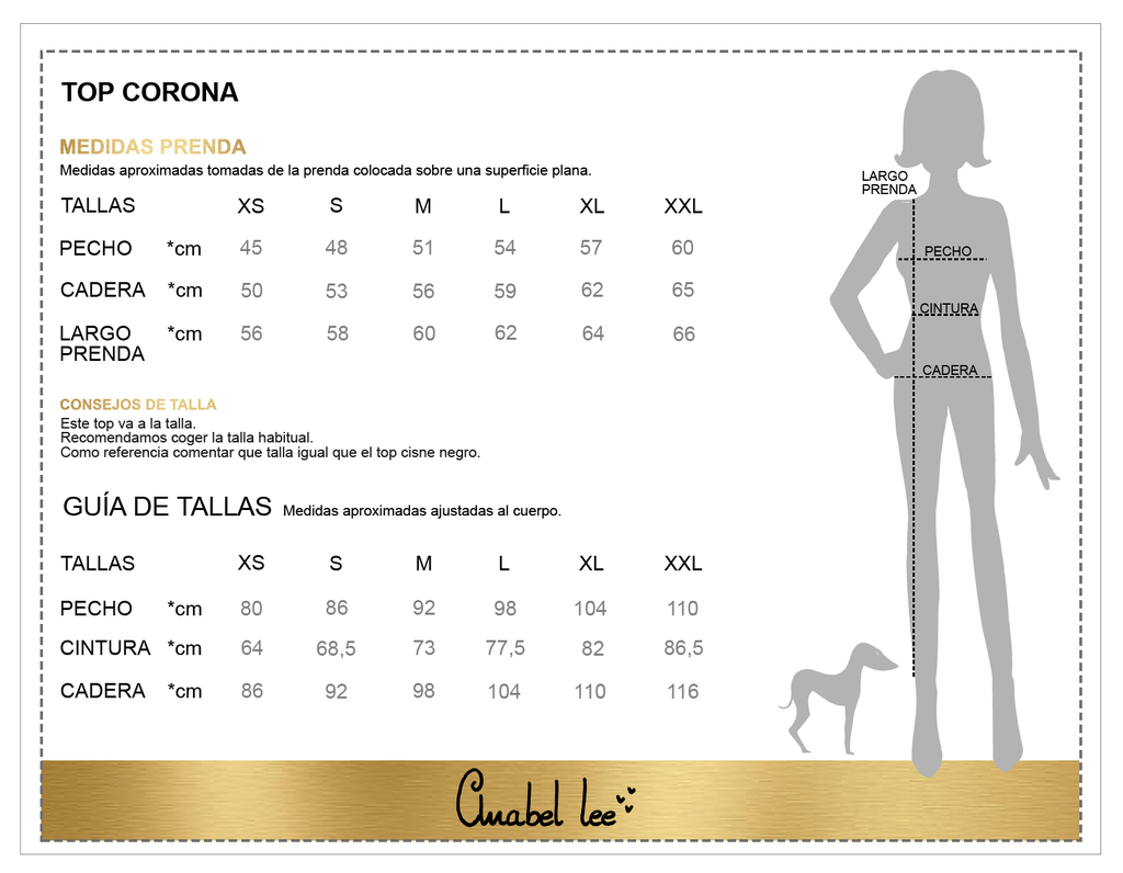Guía de tallas TOP CORONA